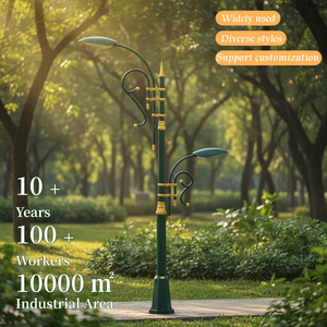 IP65防水アルミ製アンティーク街灯装飾LEDガーデンポールライト（ソーラー＆AC電源対応） - Product Image 1