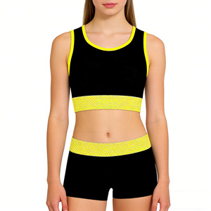 Uniformes de Animadoras para Niñas OEM, Conjunto de Top y Pantalones Cortos con Estampado y Cuentas, Poliéster con Patrón de Transferencia Térmica - Product Image 1