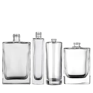 Luxury 15ml 30ml 50ml 60ml Clear Frosted Flat Square Empty Glass Bottle Perfumes Bottle With Packaging