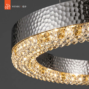 Luxury <b>Chandelier</b> Ring Honeycomb stainless steel+K9 crystal Mirror <b>Chrome</b> Dining Room - Product Image 3