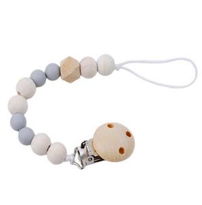 Cadena de Silicona Ecológica para Bebés con Clip de Madera para Chupete y Logotipo Personalizado - Product Image 1
