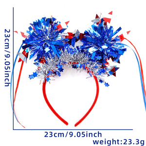 Serre-tête Nuoxin populaire et abordable pour fête, motif étoiles rouges, blanches et bleues, serre-tête du 4 juillet pour femmes - Product Image 3