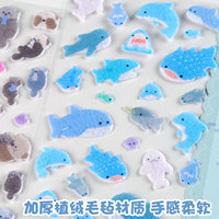 Autocollants décoratifs en tissu feutre floqué 3D personnalisés, mignons, à motifs d'animaux, pour coques de téléphone d'enfants et de filles