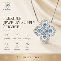 Collier Fleur Ajourée en Argent Sterling S925 avec Aquamarine et Accents de Zirconium Cubique, Plaqué Or Blanc Minimaliste pour Boutiques et Vente au Détail