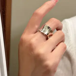 Joyever Cao Đánh Bóng Bạc Thời Trang Nhẫn Chunky Ngón Tay 925 Sterling Silver Ring Cho Phụ Nữ