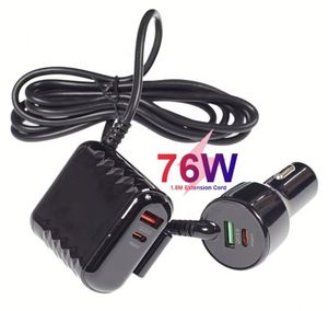 ที่ชาร์จในรถยนต์ 76W 4 in 1 A+C รองรับ QC3.0 พร้อมสายต่อ 1.8 เมตร สำหรับชาร์จเร็วที่เบาะหน้าและเบาะหลัง - Product Image 2