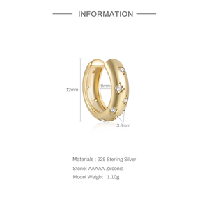 CANNER S925 Pendientes de Clip Anchos de Plata de Ley con Estrella Clásica y Circonita, Sin Perforación, Regalo para Mamá, Joyería 18K 14K - Product Image 2