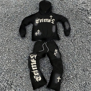 Conjunto Deportivo de 2 Piezas con Capucha, Diseño Personalizado OEM, Estilo Vintage Casual, Ecológico, Ligero, Impresión Digital, para Hombre, Tallas Grandes - Product Image 1