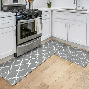 Kunden spezifische weiche Anti-Ermüdungs-Küchen teppiche und Matten im geometrischen Stil Komfortable Boden matte