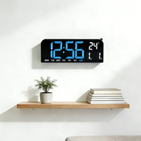 Reloj Despertador Digital Electrónico Inteligente de Escritorio y Pared con Pantalla LED Grande de Día, Fecha, Semana, Luces Nocturnas, Temperatura y Temporizador para Dormitorio