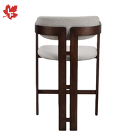 Tabourets de bar hauts uniques de haute qualité, en bois, avec coussin en velours beige, rembourrés, pour le salon