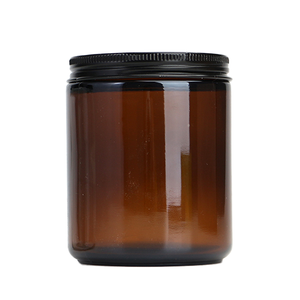 Frasco de Vidrio Ámbar de 250 ml (8 oz) para Velas, Recto, Vacío, para Decoración del Hogar, Envase Navideño con Tapa - Product Image 1
