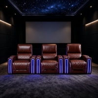 Sofá Reclinable de Lujo para Cine en Casa, de 1, 2, 3 y 4 Plazas, Asientos Eléctricos con Luz LED, Portavasos, Silla Personalizada para Sala de Cine