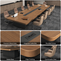 Table de conférence avec rainure de gestion des câbles centralisée, bureau de réunion grande capacité pour bureau d'entreprise, salle de réunion multi-personnes