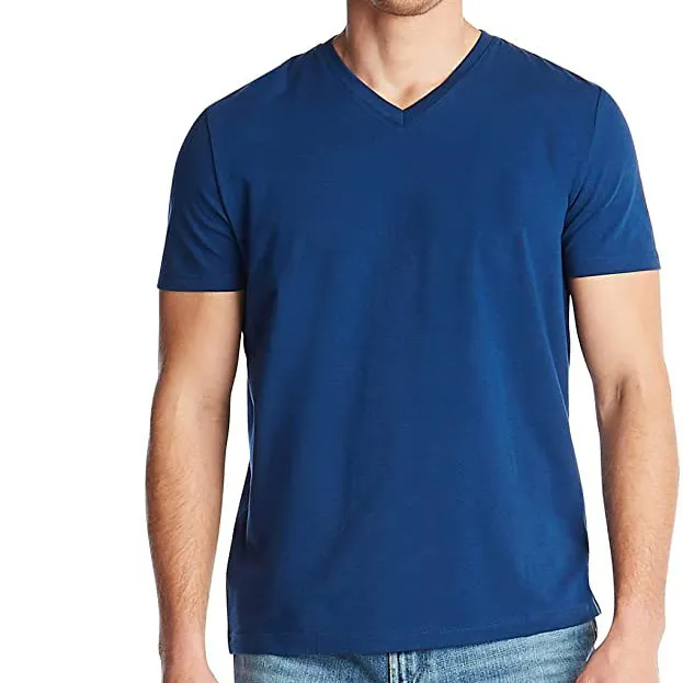 Men's short - sleeved solid-color classic slim V - neck T-shirt