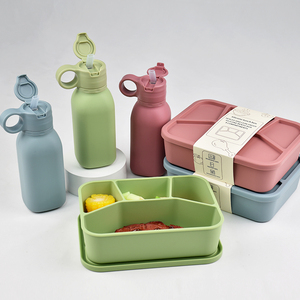 Custom Logo Eco Friendly Children Bento Box Silicone Separator Food Container <b>Microwave</b> Safe Lunch <b>Set</b> - Product Image 4