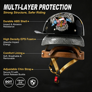 Casque de moto rétro demi-face en ABS certifié DOT, unisexe, pour scooter, utilisation toutes saisons - Product Image 3