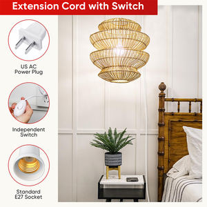 Fyseus E27 interruttore con supporto lampada a filo appesa per piante <span class=keywords><strong>da</strong></span> interno <span class=keywords><strong>portalampada</strong></span> <span class=keywords><strong>da</strong></span> <span class=keywords><strong>giardino</strong></span> con cavo presa - Product Image 4