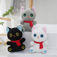 Jouet en peluche chat mignon, poupée chat en peluche Kawaii avec écharpe rouge, animal en peluche doux et moelleux, 3 couleurs, vente en gros, personnalisable