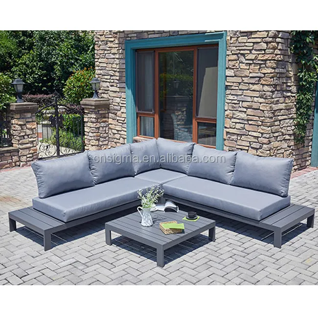 Moderne Outdoor Patio En Tuinmeubelen Aluminium Frame Lounge 5 Seat Sofa Set