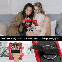WESOROL Étui robuste pour iPad 6/Pro 9.7/Nouvel iPad 9.7 5e/6e génération avec support rotatif à 360°, sangle de main et bandoulière, rouge et noir