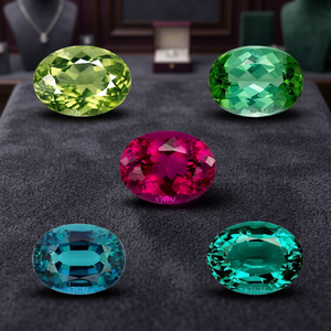 Pierre précieuse naturelle multi-tourmaline ovale taillée de haute qualité 4x5mm, paire de pierres facettées avec certificat IGI, 0,36 carat, prix de gros - Product Image 4