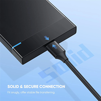 1FT Type C USB 3.1 vers Micro B Câble 5Gbps Vitesse Disque dur externe pour IPhone16 Seagate WD Westgate My Passport Mac Noir