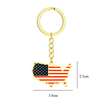 Porte-clés avec pendentif carte des États-Unis en acier inoxydable plaqué or 18 carats, fabriqué aux États-Unis