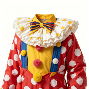 Disfraz de <span class=keywords><strong>Payaso</strong></span> para Hombre, Mono Rojo con Puntos, Cuello con Volantes, Guantes y Cuerno, Traje de Cosplay para Halloween y Carnaval para Adultos - Product Image 4