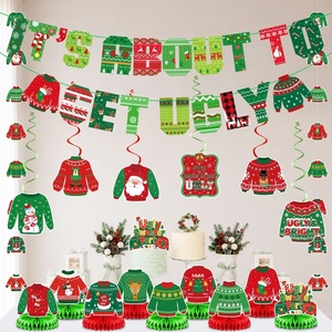 Banderas enrollables transfronterizas de Navidad, guirnaldas colgantes con temática de fiesta de suéteres feos, guirnaldas de letras, adornos de papel para fiestas - Product Image 2