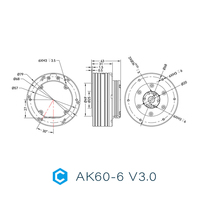 Actuador de articulación robótica CubeMars AK60-6 V3.0 KV80 sin escobillas de imán permanente con caja de engranajes planetaria y resistente al agua para brazos robóticos