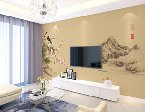 Impression 3d personnalisée Plante Feuille Oiseau Volant Floral <span class=keywords><strong>Montagne</strong></span> Chinoiserie <span class=keywords><strong>Papier</strong></span> <span class=keywords><strong>Peint</strong></span> Mural Soie Peinture Chinoise <span class=keywords><strong>Style</strong></span> <span class=keywords><strong>Papier</strong></span> <span class=keywords><strong>Peint</strong></span> Mural - Product Image 4