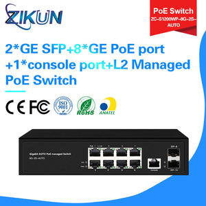 S1200WP-8G-2S-AUTO 2* SFP+8* Port PoE+1* Port Console+Switch PoE géré L2 Bande passante 20 Gbps Garantie 1 an Zikun - Product Image 5
