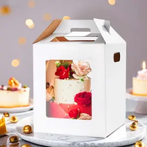 Cajas de cartón corrugado con logotipo personalizado al por mayor, cajas de 30*30 para tartas altas