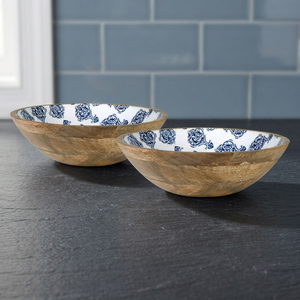 Wooden Bowl <b>Set</b> with Digital Print, Enamel & Natural (<b>Set</b> of 2 Bowls) - Product Image 3