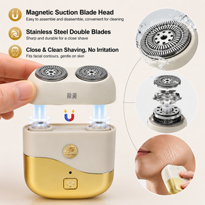 เครื่องโกนหนวดสำหรับผู้ชายพร้อมใบมีดคู่ ชาร์จผ่าน USB และแบตเตอรี่ใช้งานได้นาน เป็นของขวัญที่ดีสำหรับผู้ชาย ใบมีดคู่โกนได้อย่างราบรื่นและ - Product Image 2