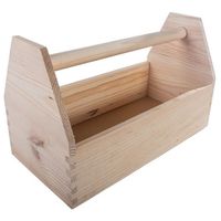 Boîte à outils en bois non fini grande boîte à outils en bois solide avec poignée de transport boîte à outils en bois naturel avec poignée de transport