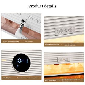 Thông Minh Mới Mô Phỏng Màu Kép Ngọn Lửa Đá Hương Liệu Phòng Ngủ Máy Tính Để Bàn Đồng Hồ Báo Thức Tạo Độ Ẩm Lửa Lớn Sương Mù Khối Lượng Khuếch Tán - Product Image 4