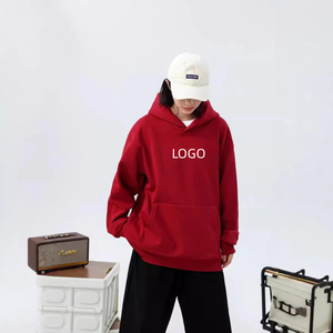 Sweat à capuche polaire personnalisé avec logo, coupe décontractée, épaules tombantes, poches, épais, anti-boulochage, tendance, pour couples, vente en gros - Product Image 1