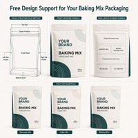 Sachet personnalisé à fond plat avec fermeture éclair pour mélange de poudre à pâtisserie, idéal pour les marques de préparations à crêpes et gâteaux et l'emballage de vente au détail sous marque privée