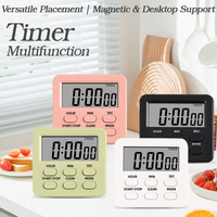 Grand minuteur de cuisine numérique LCD avec alarme, mémoire 24 heures et fonction multi-modes, support magnétique pour la cuisson