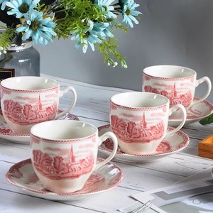 High Quality Blue Castle Ceramic Coffee Cup with Saucer <b>Set</b> Classic Vintage Country Style for Latte Afternoon <b>Tea</b> More - Product Image 6