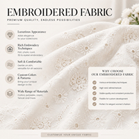 Voile brodé à œillets 100 % coton 60S 75GSM haute densité pour robe, tissu brodé à œillets