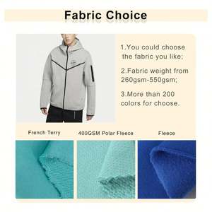 Factory Price New Design Custom Logo Screen Print Embroidery Fleece Fit Loose Windproof Running Heavy Cotton Zip up <b>Hoodies</b> Men - Product Image 3