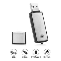Grabadora USB inteligente de alta definición de 8GB, unidad de reducción de ruido, formato de Audio MP3, grabación de un clic, grabadoras de voz digitales