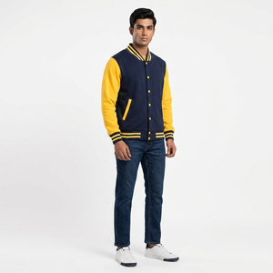 2026 Custom <b>Men's</b> Varsity <b>Baseball</b> <b>Jacket</b> with Chenille Embroidery Plaid Design 100% Wool Breathable Winter Stand Collar - Product Image 1