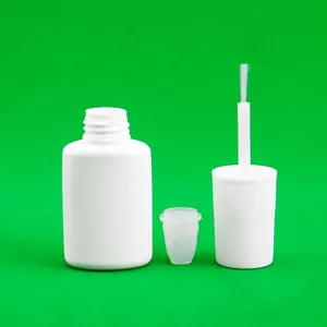 HDPE Plastic Bottle With Brush Minimal White Black Bottle For Nail Polish Eyelash Glue Super Glue For Cosmetics Bottle Use