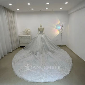 Vestido de Novia con Cuentas Brillantes, Vestido de Novia con Falda Voluminosa, Estilo Corte, Vestido de Novia de Lujo Tipo Princesa Lsjj27 - Product Image 4