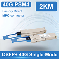 Modul Transceiver Optik QSFP Dual Fiber 40G 0.3km 2km 10km 40km 80km LC MPO Duplex Jarak Jauh Penuh untuk Jaringan Pusat Data