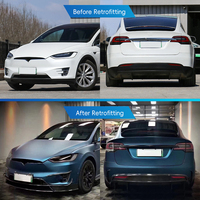 Kit de Carrocería de Fibra de Carbono Húmeda RZ para Modificación de Automóviles 2015-2022, Alerón Delantero y Trasero, Faldones Laterales, Compatible con Tesla Model X
